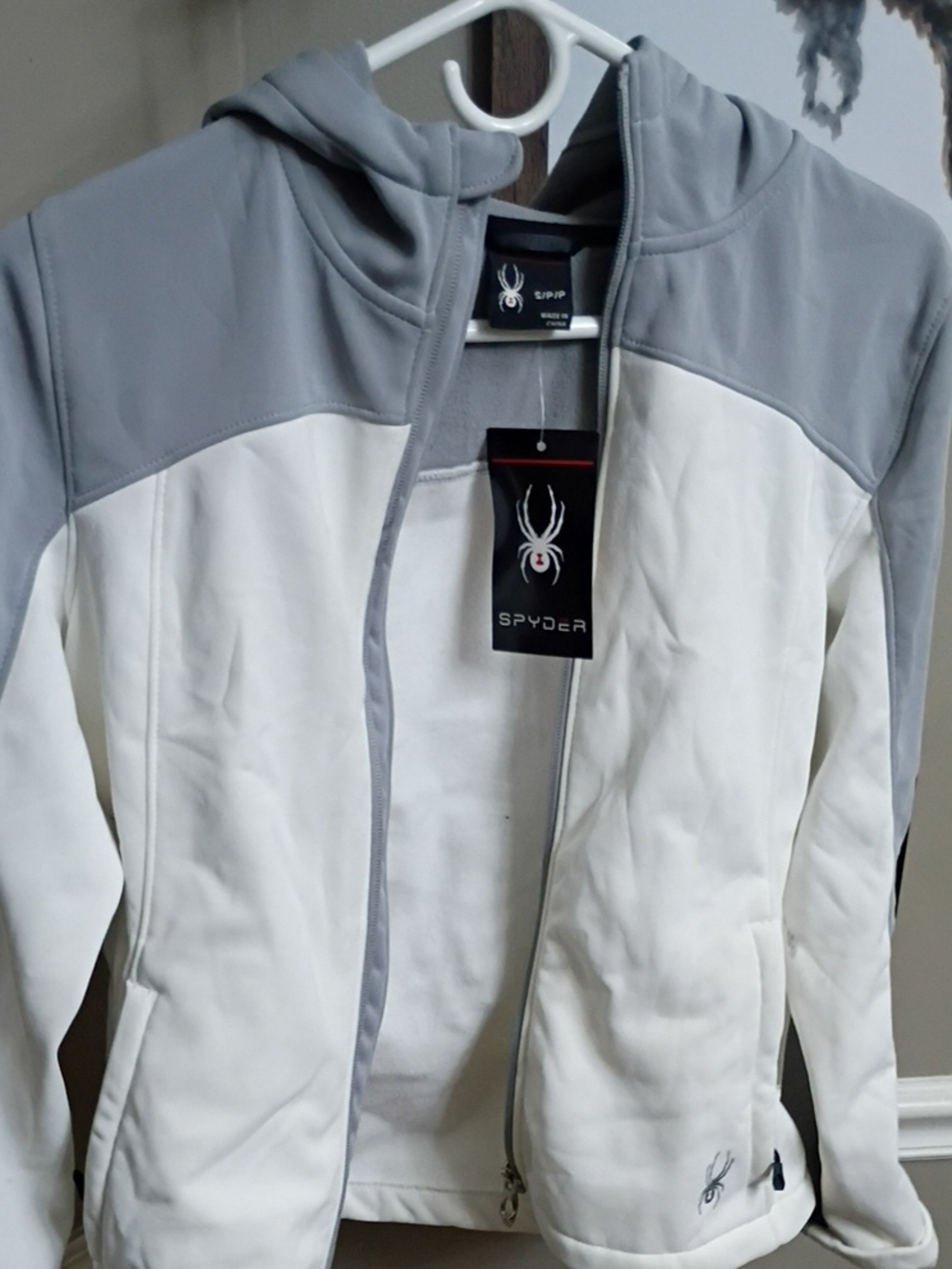 Spyder Women’s Gray & White Hooded Performance Jacket